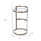 27" Gold And Clear Glass Round End Table