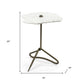 23" Gold And White Marble End Table