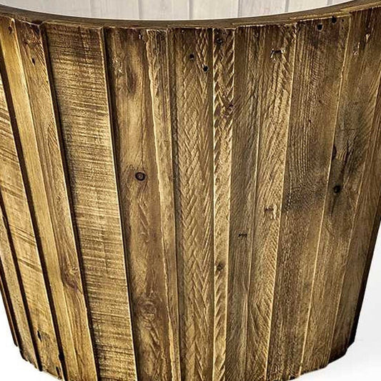 Set of Two 19" Brown And Clear Glass Round End Table