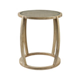 26" Brown And Clear Glass Round End Table