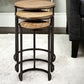 Set of Three 27" Black And Brown Solid Wood Round End Table