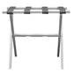 Hotel White Finish Wood Folding Luggage Rack With Gray Straps