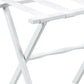 Hotel White Finish Wood Folding Luggage Rack With White Straps