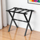 Hotel Black Finish Wood Folding Luggage Rack With Black Straps