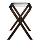 Hotel Dark Walnut Finish Wood Folding Luggage Rack With Black Straps