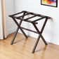 Hotel Dark Walnut Finish Wood Folding Luggage Rack With Black Straps