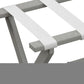 Earth Friendly Light Gray Folding Luggage Rack With White Straps