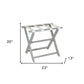Earth Friendly Light Gray Folding Luggage Rack With White Straps