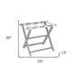 Earth Friendly Light Gray Folding Luggage Rack With White Straps