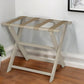 Earth Friendly Taupe Folding Luggage Rack With Dark Tan Straps