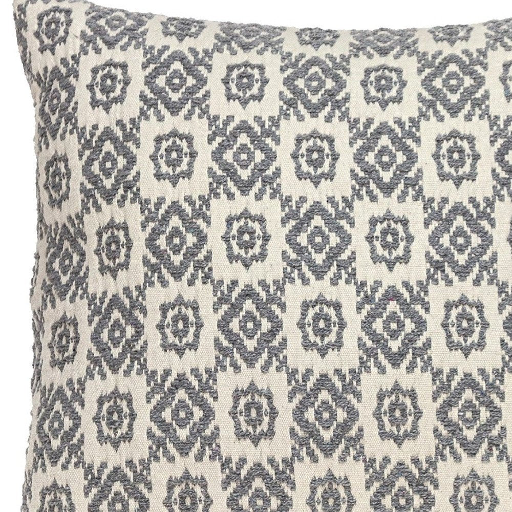 16" Gray Cotton Throw Pillow