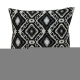 Jet Black And White Geo Throw Pillow