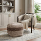 18" Beige Striped Pouf Ottoman