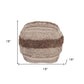 18" Beige Striped Pouf Ottoman