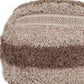 18" Beige Striped Pouf Ottoman