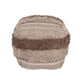 18" Beige Striped Pouf Ottoman