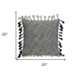 20" Slate Gray Abstract Cotton Throw Pillow With Tassels