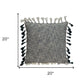 20" Slate Gray Abstract Cotton Throw Pillow With Tassels