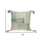 20" Beige And Mint Green Cotton Throw Pillow with Tassels And Texture
