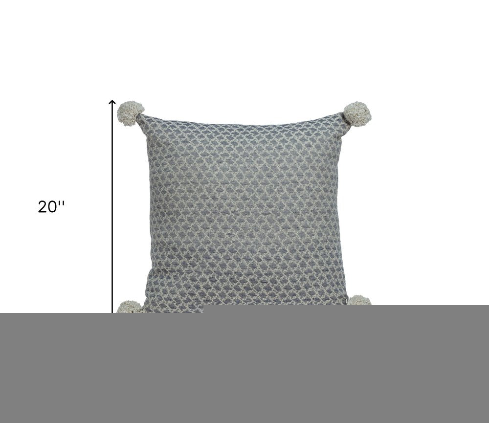Gray Pearl Pom Throw Pillow
