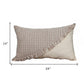 14" X 24" Beige Cotton Throw Pillow With Fringe