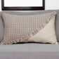 14" X 24" Beige Cotton Throw Pillow With Fringe
