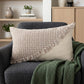 14" X 24" Beige Cotton Throw Pillow With Fringe