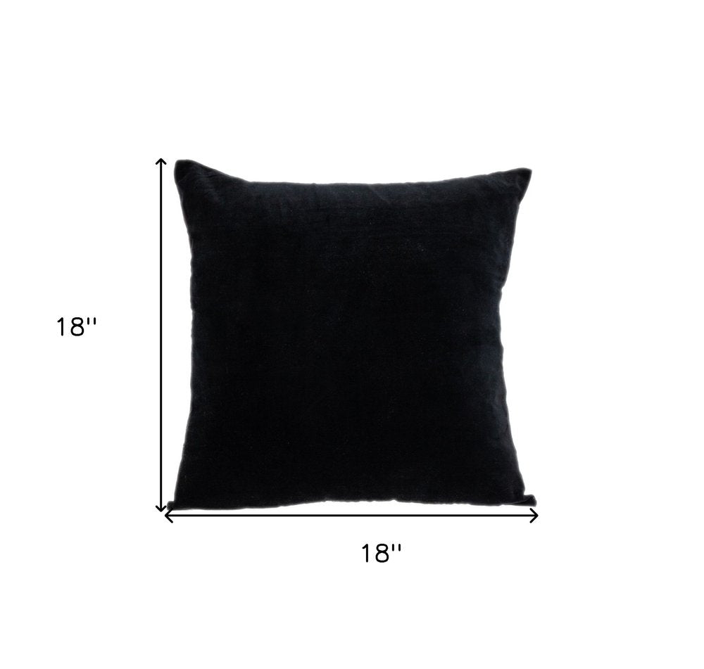 18" Black Velvet Throw Pillow