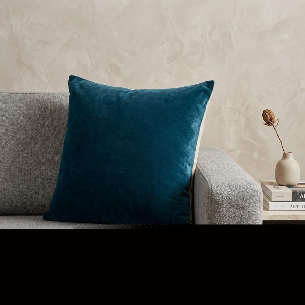 18" Teal Velvet Throw Pillow