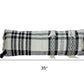12" X 35" Black and White Plaid Cotton Lumbar Throw Pillow With Fringe