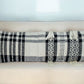 12" X 35" Black and White Plaid Cotton Lumbar Throw Pillow With Fringe