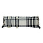 12" X 35" Black and White Plaid Cotton Lumbar Throw Pillow With Fringe