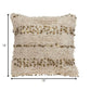18" Beige And Gold Shaggy Cotton And Sequin Striped Throw Pillow
