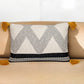 16" X 24" Beige And Black Geometric Cotton Throw Pillow with Tassels