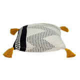16" X 24" Beige And Black Geometric Cotton Throw Pillow with Tassels