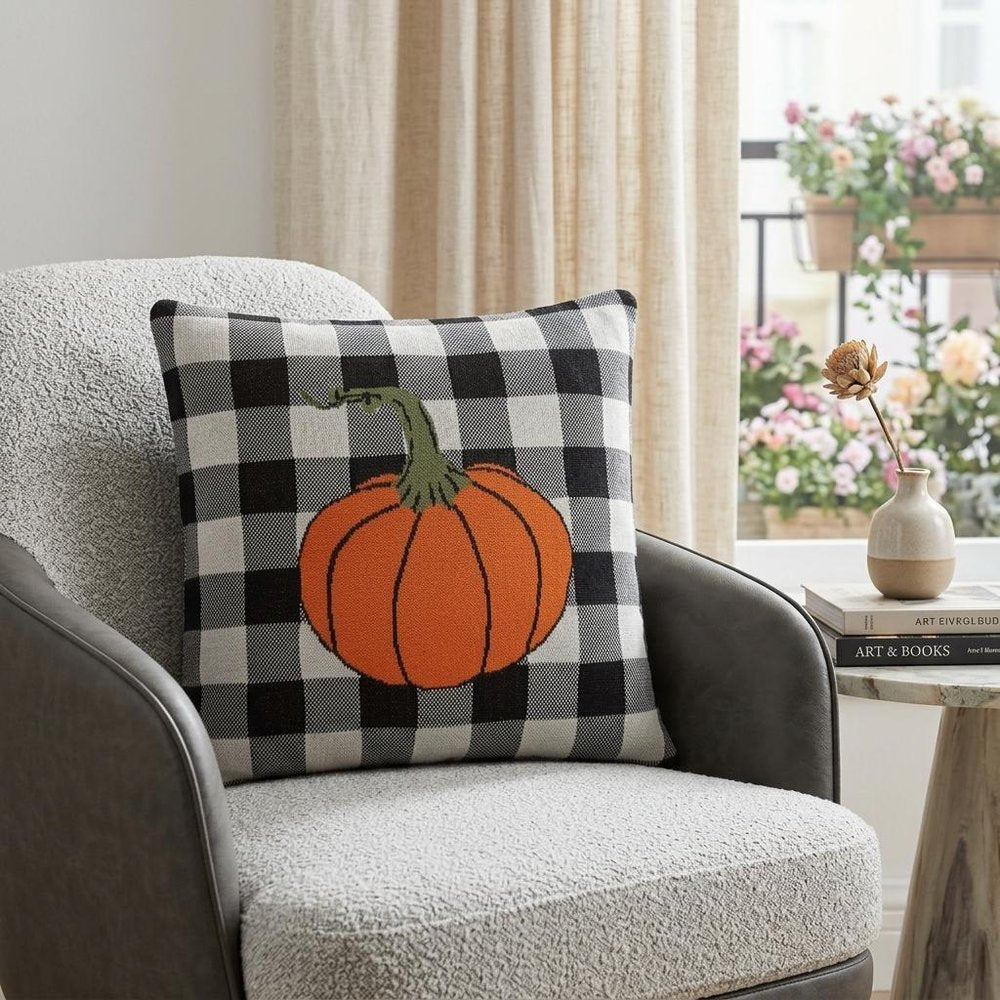 Buffalo Check Pumpkin Throw Pillow