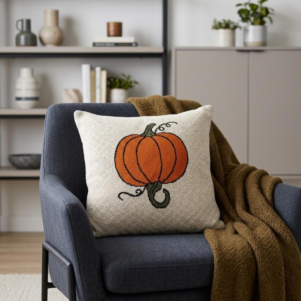 Pumpkin Silhouette Throw Pillow