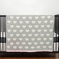 Grey And Ivory Hearts Knitted Baby Blanket
