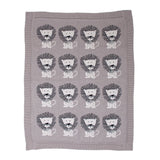 Grey Lots Of Lions Woven Knitted Baby Blanket