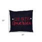 20" Navy Blue Red And White God Bless America Text Cotton Throw Pillow