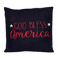 20" Navy Blue Red And White God Bless America Text Cotton Throw Pillow