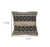 18" Natural Charcoal And Cream Geometric Cotton Blend Throw Pillow