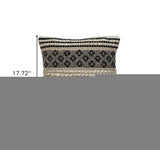 18" Natural Charcoal And Cream Geometric Cotton Blend Throw Pillow