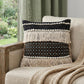 18" Black and Ivory Striped Cotton Blend Throw Pillow with Texture