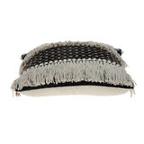 18" Black and Ivory Striped Cotton Blend Throw Pillow with Texture