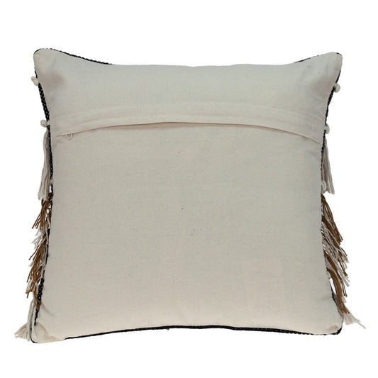 18" Black and Ivory Striped Cotton Blend Throw Pillow with Texture