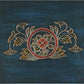 20" Blue and Brown Hand Painted Wood Accent Cabinet With Three Drawers