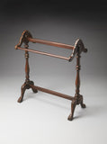 31" Dark Brown Hand Carved Wood Blanket Stand