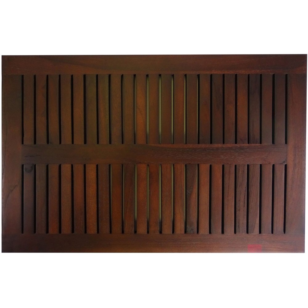 23" Dark Brown Teak Slat Bath Mat