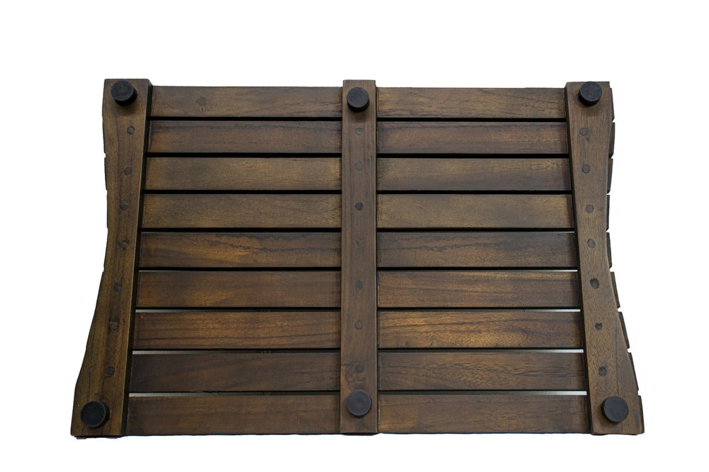 23" Dark Brown Teak Slat Non Slip Bath Mat